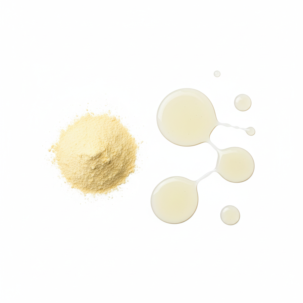 Vitamin powder with oil droplets