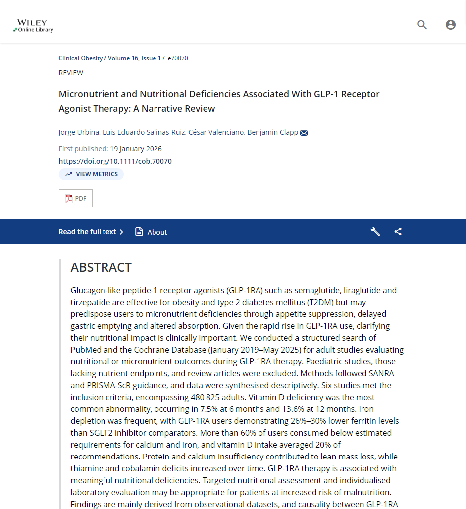 Micronutrient deficiencies in GLP-1 users