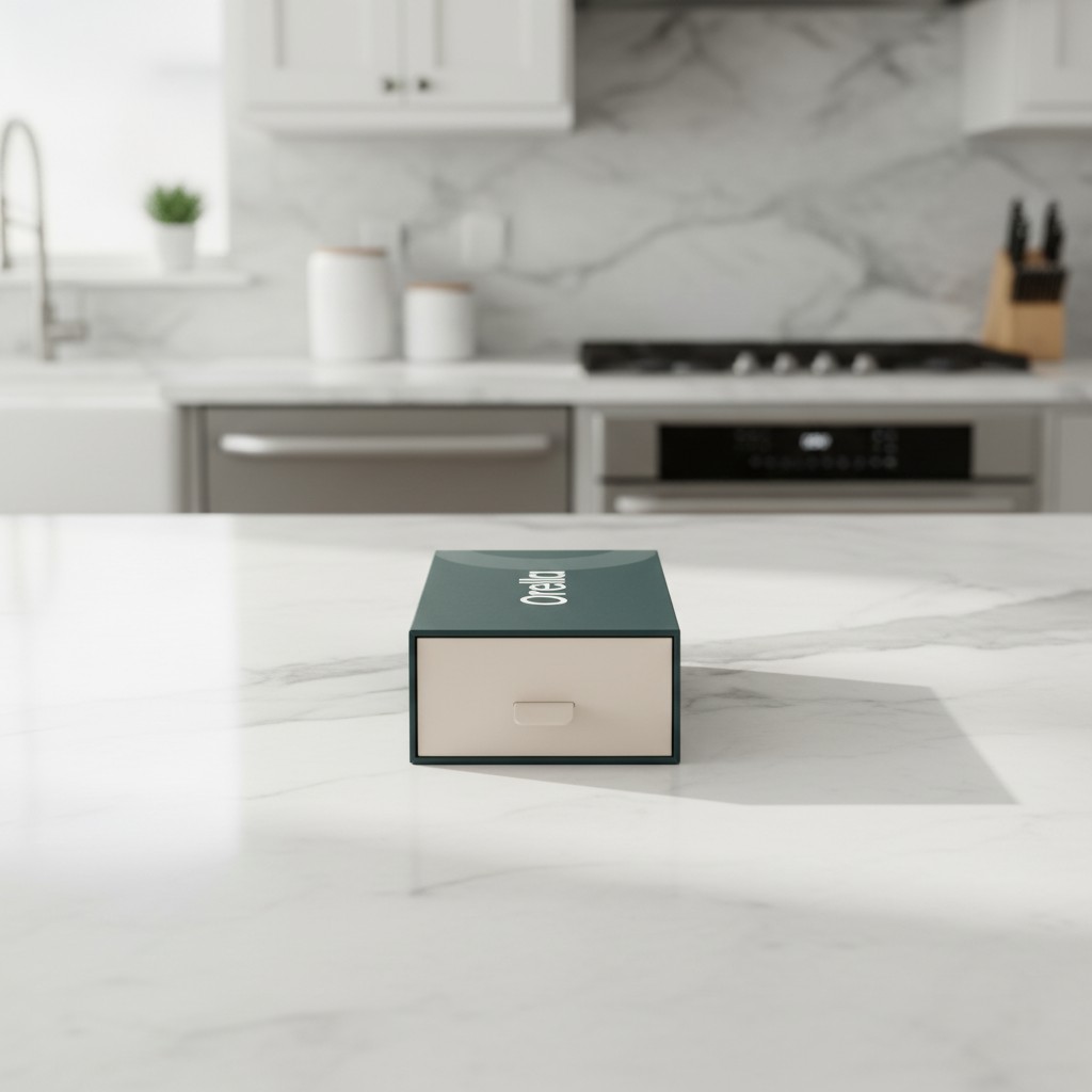 Orella box on a kitchen counter